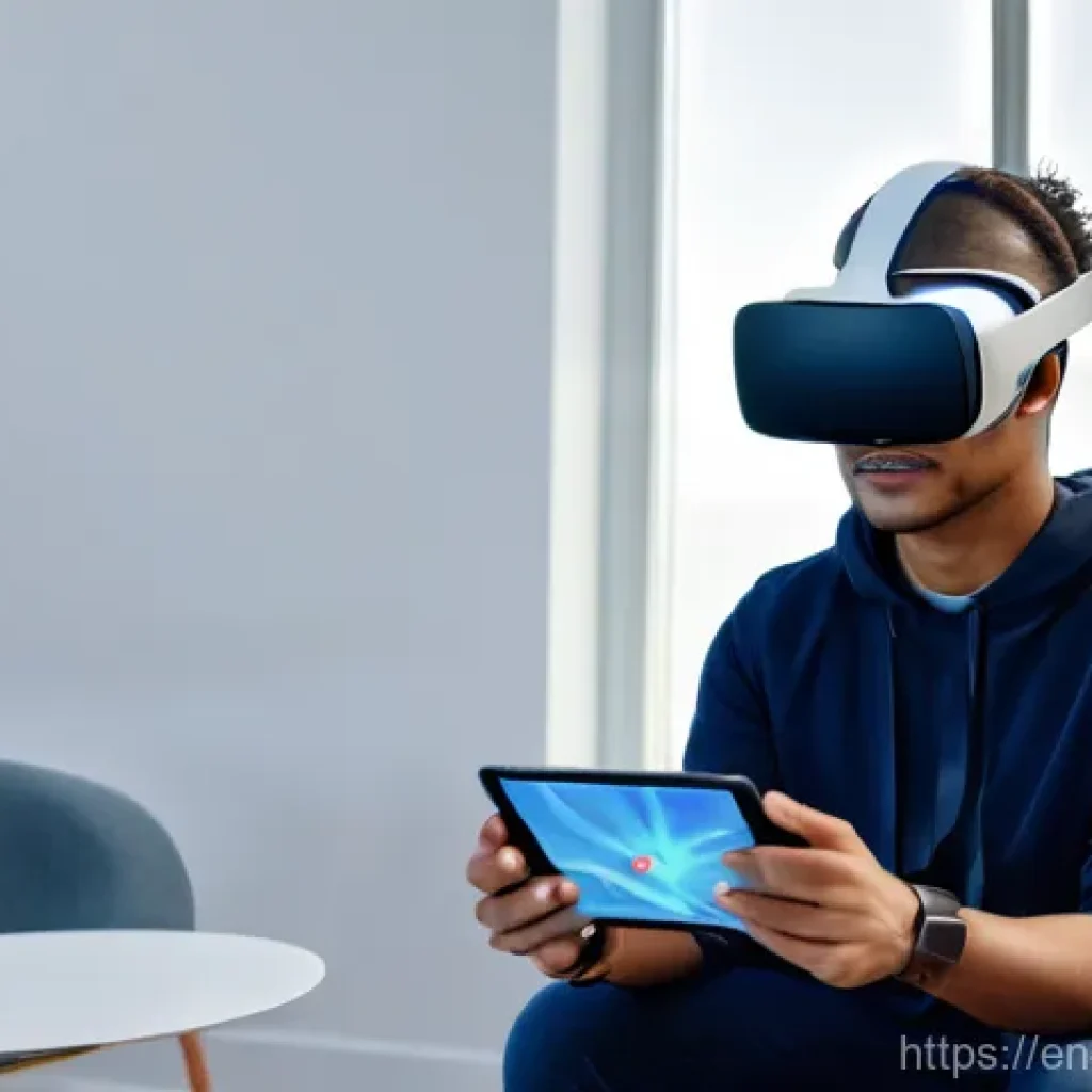 장애인재활상담사 직업 변화 추세 - **Prompt 1: Telehealth and Virtual Reality in Rehabilitation**
    "A diverse young adult, wearing c...