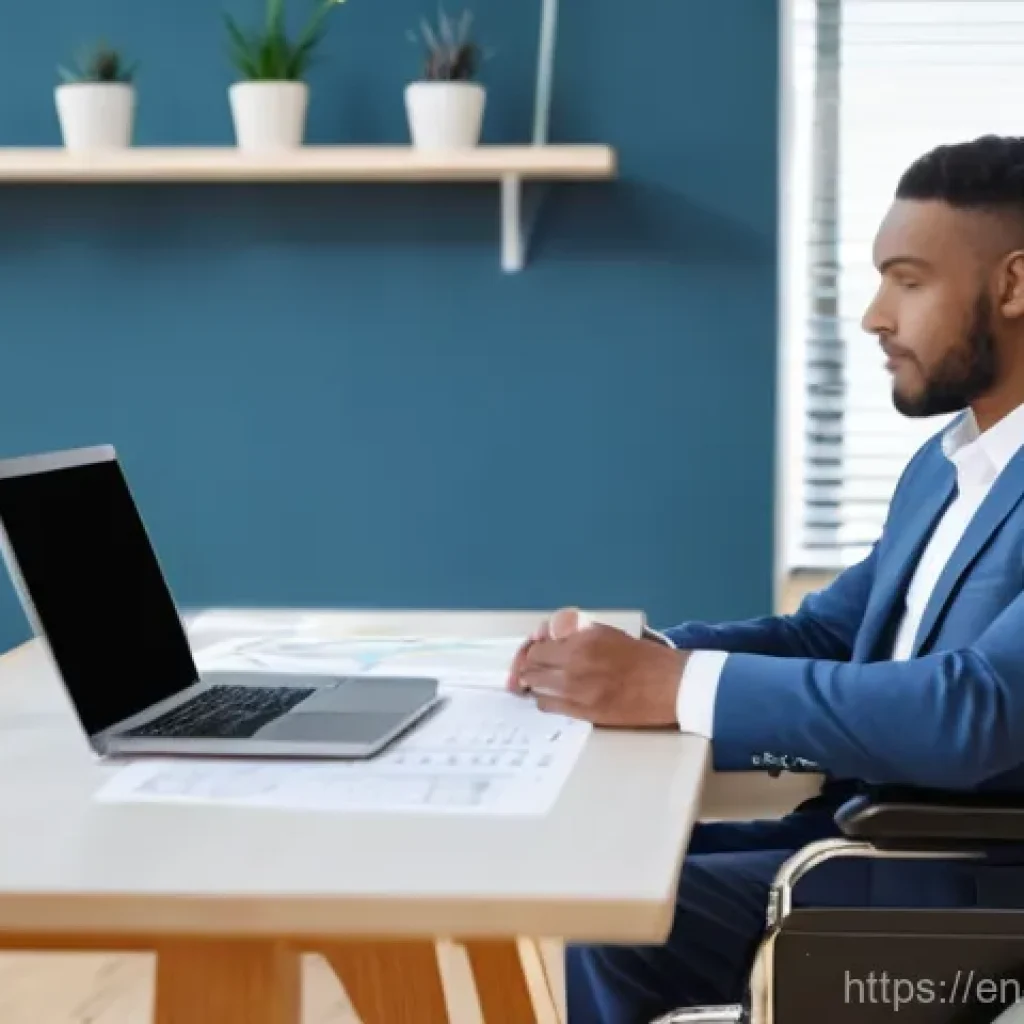 장애인재활상담사와 장애인 기술 훈련 - A warm and inviting scene depicting a diverse rehabilitation specialist, professionally dressed in a...