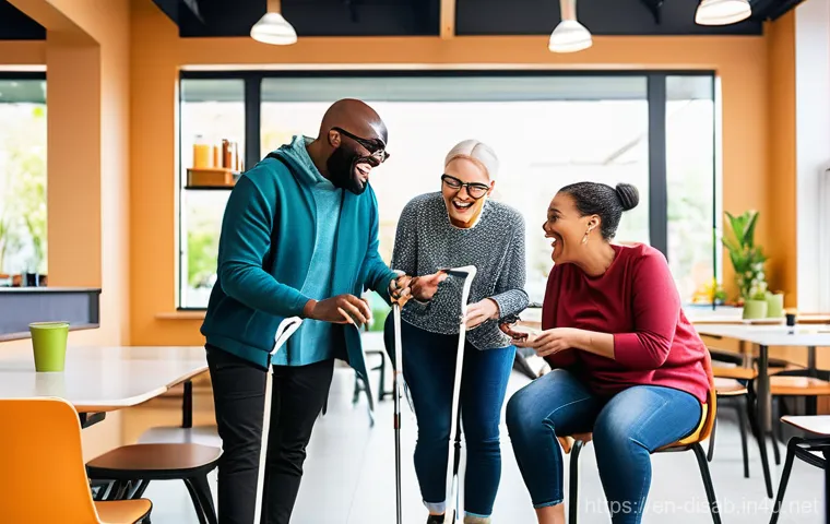 장애인재활상담사와 장애인 기술 훈련 - A dynamic image showcasing an individual in their late 20s, wearing comfortable yet contemporary cas...