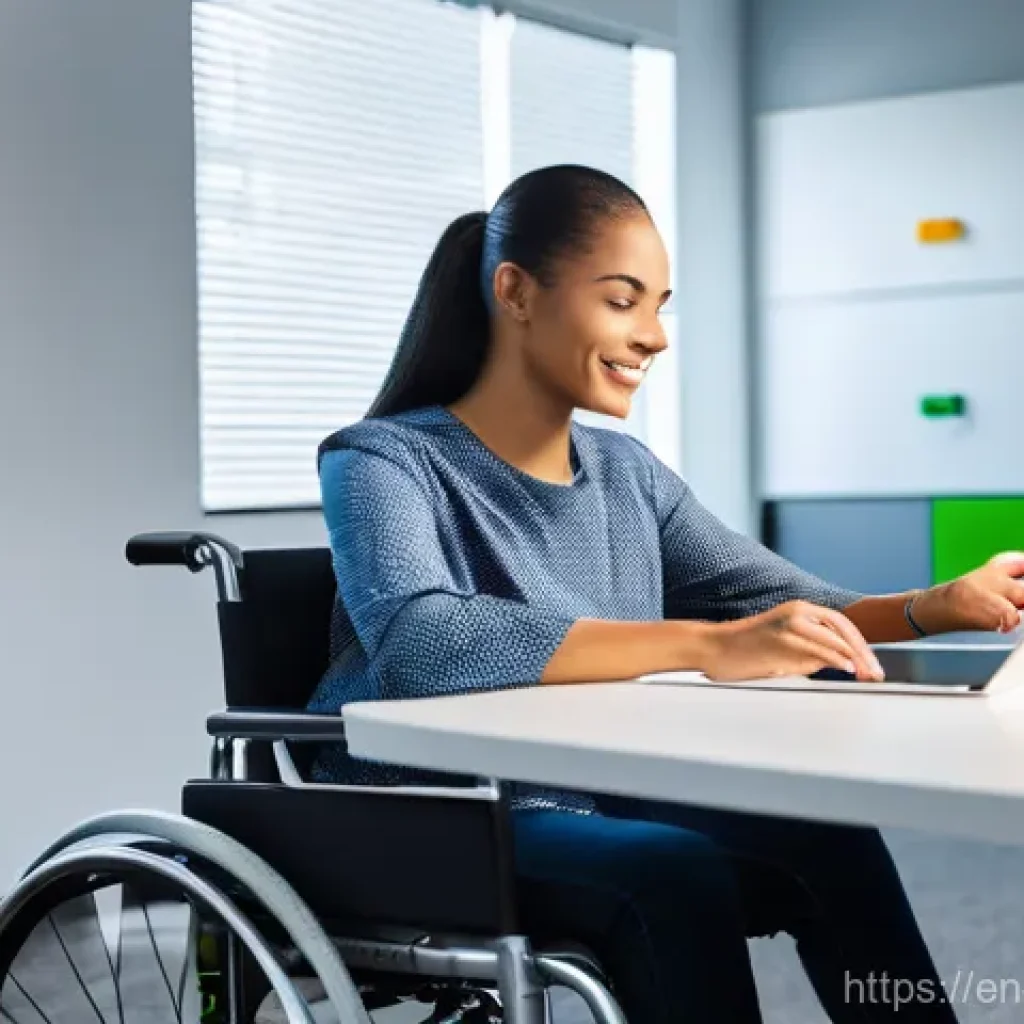장애인재활상담사 네트워크 활용 - A warm and inviting image featuring a female rehabilitation counselor, appearing wise and empathetic...