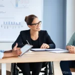 장애인재활상담사 상담 목표 달성 - **Collaborative Person-Centered Planning Session:**
    "A diverse group of five adults, including a...