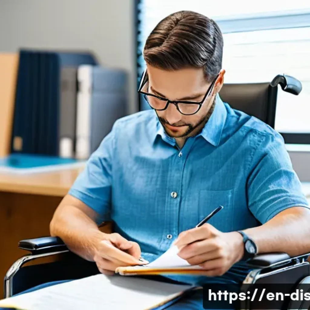 장애인재활상담사와 장애인 돌봄 시스템 - A compassionate rehabilitation counselor in a modern office setting, attentively listening and takin...