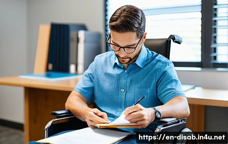 장애인재활상담사와 장애인 돌봄 시스템 - A compassionate rehabilitation counselor in a modern office setting, attentively listening and takin...