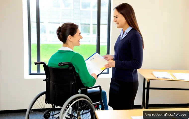 장애인재활상담사 응시 자격 학력 - Photorealistic university academic advisor meeting with a prospective rehabilitation counselor stude...