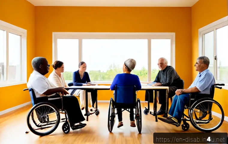 Home 30 장애인재활상담사 상담 기술 워크숍 - Photorealistic vocational rehabilitation counseling skills workshop in a bright accessible community...
